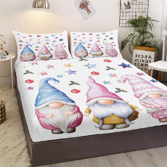 Christmas Fitted Sheet Set Xmas Snowman Bed Sheets For Kids Teen Girls Winter Snowflakes Christmas Decor Bedding Set 1 Fitted Sheet & 2 Pillowcase