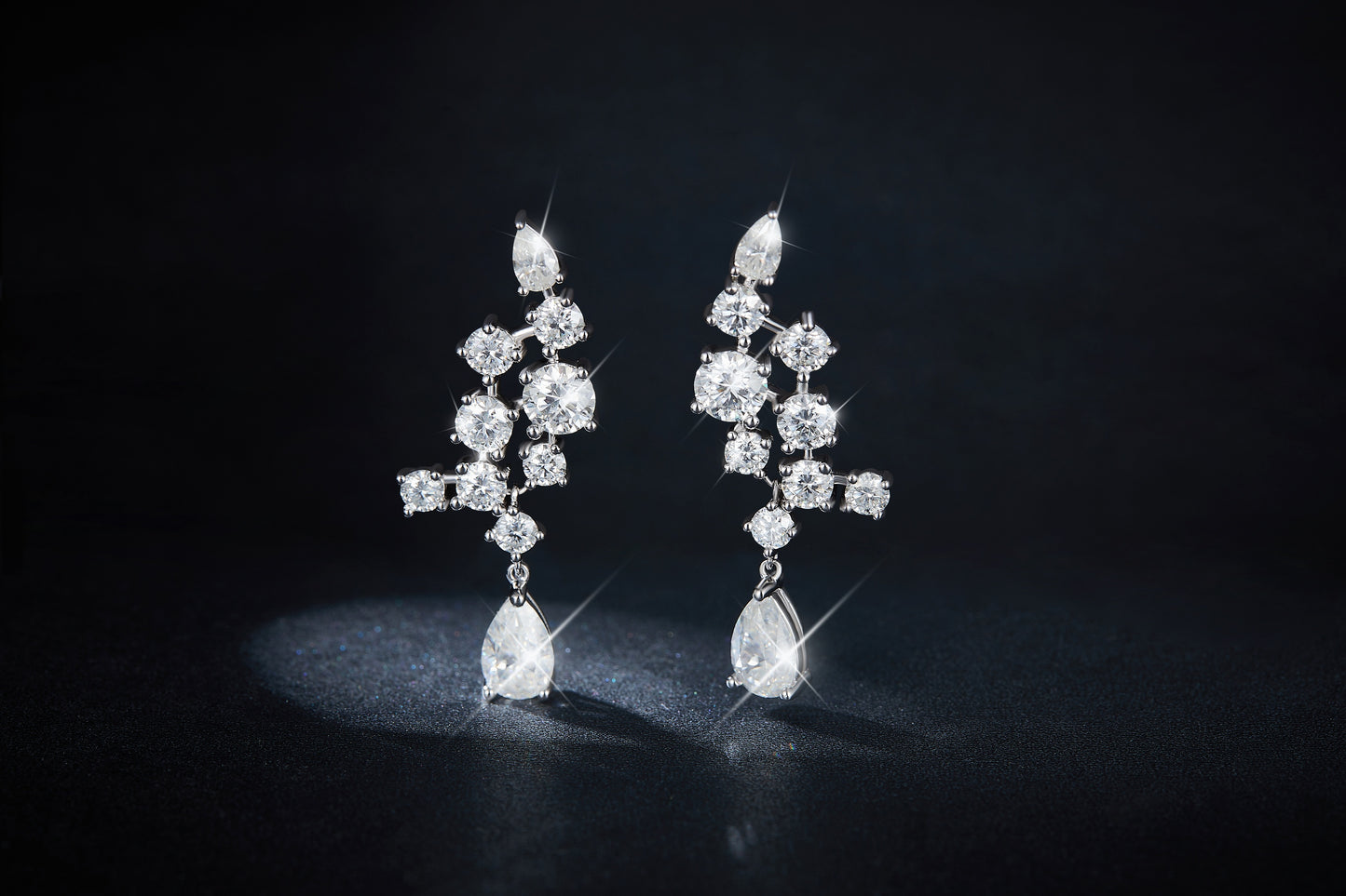 S925 Sterling Silver Pear Cut Moissanite Crawler Earrings  5x8mm Teardrop Climber Dangle With GRA Certificate Platinum Plated Jewelry Gift Box Set