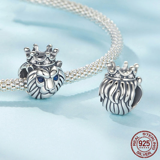 S925 Sterling Silver Lion Crown Bead Accessories