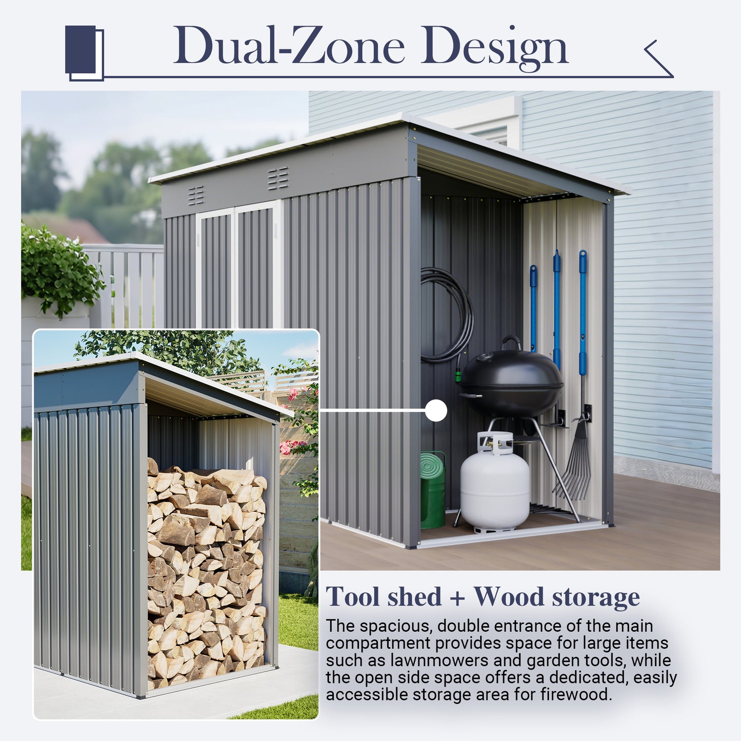 10 X4  Outdoor Metal Storage Shed For Garden Tools Lockable Door With Floor Frame