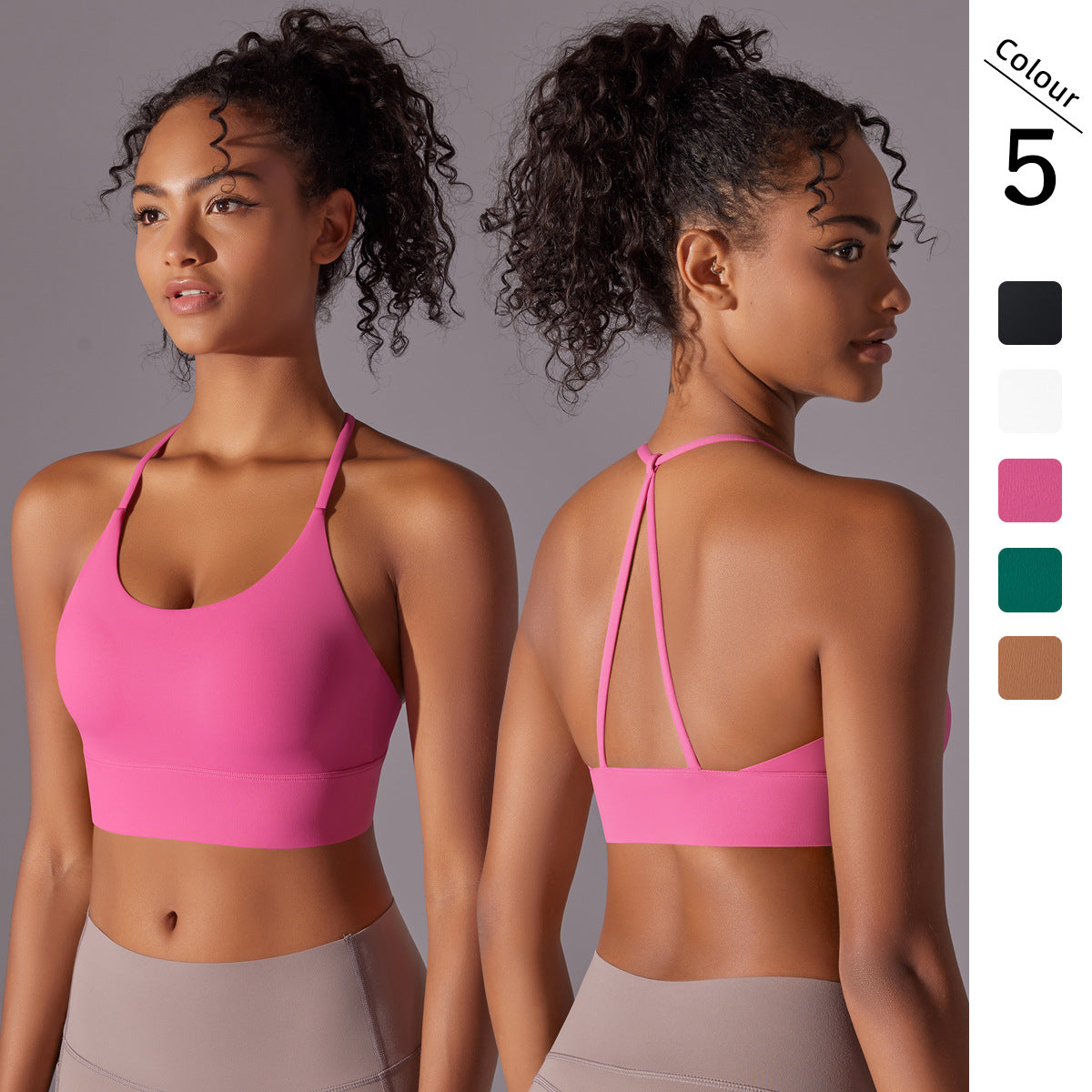Brushed Double-sided Nylon Solid Color Beauty Back Cross Sports Underwear