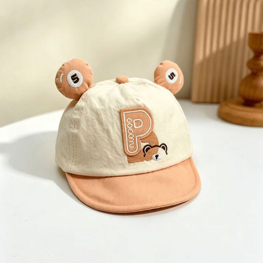 Korean-style Patchwork Bear Ear Soft Brim Baseball Cap With Embroidered Letters, Lightweight, Breathable, Versatile And Stylish