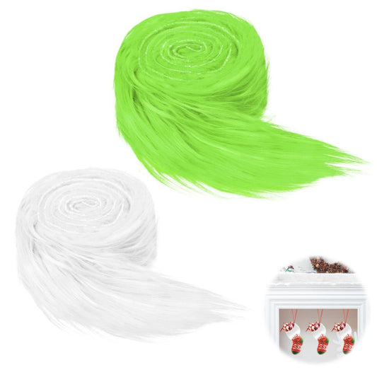 2 X Christmas Ribbon, Shaggy Plush Faux Fur, 5.1 X 152.4 Cm, Green And Red, Fluffy, Perfect For Dwarves' Beards, Santa's Hair, Dwarves, DIY Crafts, Christmas Decorations