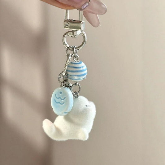 Cute Stupid Dolphin Flocking Alloy Dolphin Handbag Pendant Mobile Phone Charm