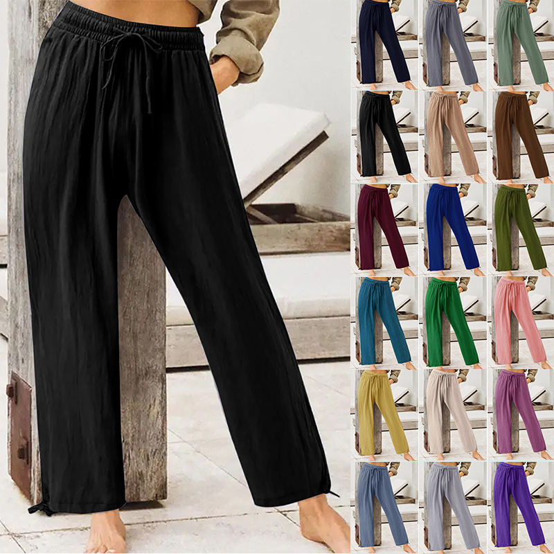 Womens Solid-Color Summer Casual Home Pants