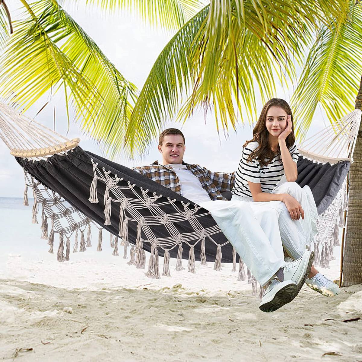Outdoor Bohemian-Style Guesthouse Double Tassel Hammock