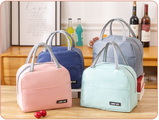 Solid Color Thickened Insulated Lunch Tote Bag, Portable Thermal Cooler Lunch Bag, Reusable Waterproof Food Carrier Bag, Leakproof Lunch Container Bag For Office Workers Students Picnic Travel