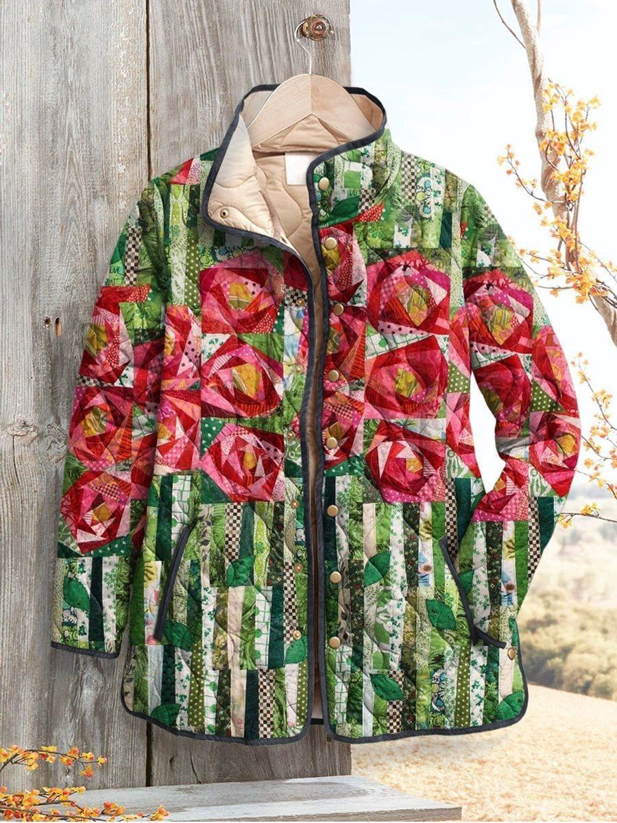 Womens Fashion Printed Cotton-padded Coat