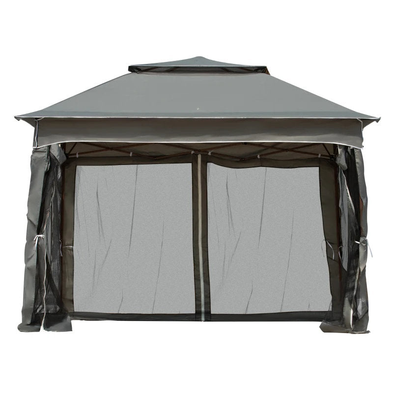 11x11 Outdoor Canopy, Portable Gazebo With Zipper Netting & Carry Bag Perfect For Backyard, Patio, Garden, Camping, Dark Gray