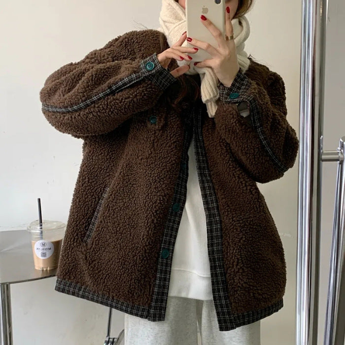 Korean Style Loose Double Layer Thickened Cotton Padded Coat Top