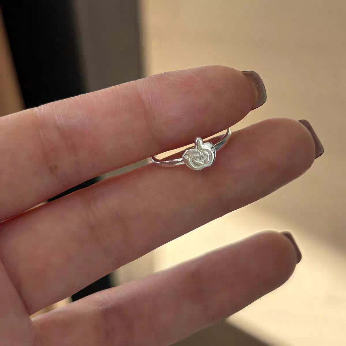 1pc 999 Sterling Silver Apple Open Ring, Minimalist Style, Perfect For Daily Wear And Christmas Eve Valentine's Gift
