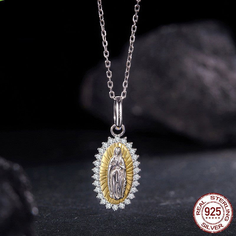 Silver Ziyun Original S925 Sterling Silver Virgin Mary Pendant Ornaments Accessories Cross-border Fashion Mother Love Diy Beaded
