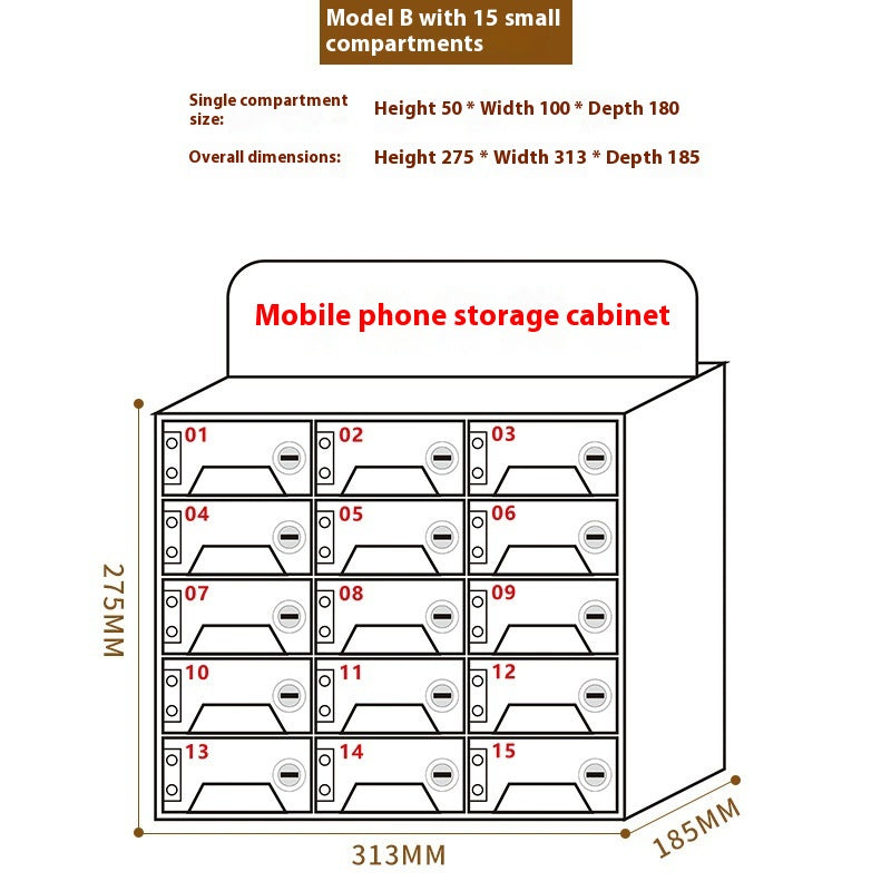 Acrylic Mobile Phone Storing Compartment With Charging Hole Transparent Storage Cabinet