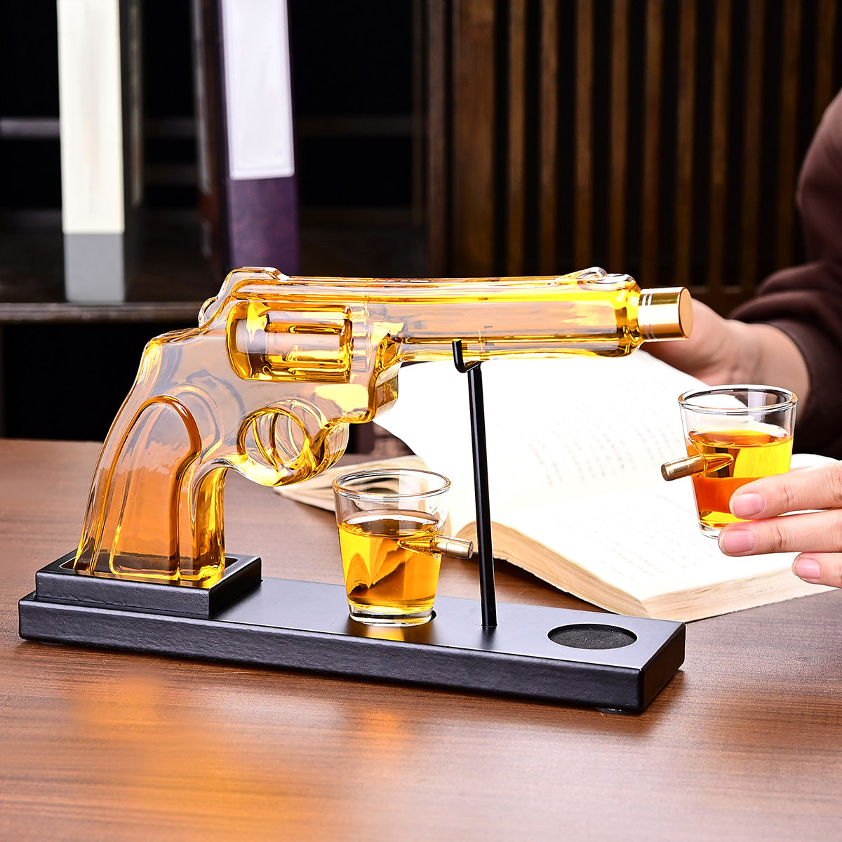 Gifts For Men Dad, 10 Oz Whiskey Gun Decanter Set  2 Bullet Glasses - Unique Birthday Pistol Gift Ideas Daughter Son, Personalized Liquor Dispenser - Scotch Bourbon Vodka, Him, Brother Husband