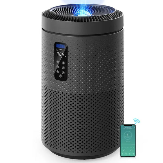 Black Large Room Air Purifier, Smart WiFi, Air Quality Sensor, UV Sterilization, Washable Filter & Star Projector, Covers Up To 1782 Sq.Ft For Whole Family & Cozy Holiday Atmosphere