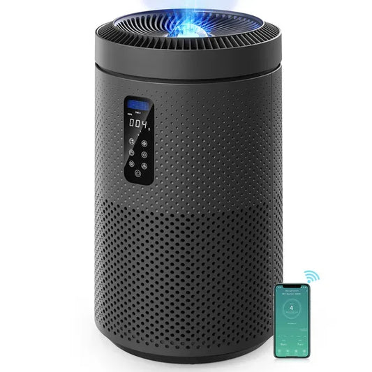 Black Large Room Air Purifier, Smart WiFi, Air Quality Sensor, UV Sterilization, Washable Filter & Star Projector, Covers Up To 1782 Sq.Ft For Whole Family & Cozy Holiday Atmosphere