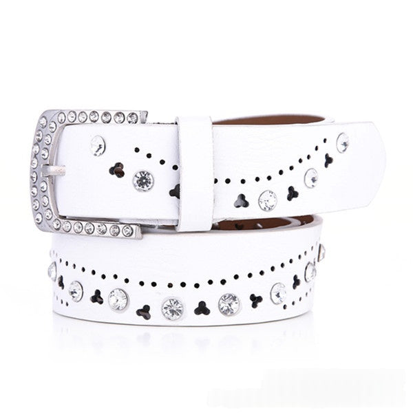 New Womens Belt A Rhinestone-embellished Fashionable Korean-style Hollowed-out Design