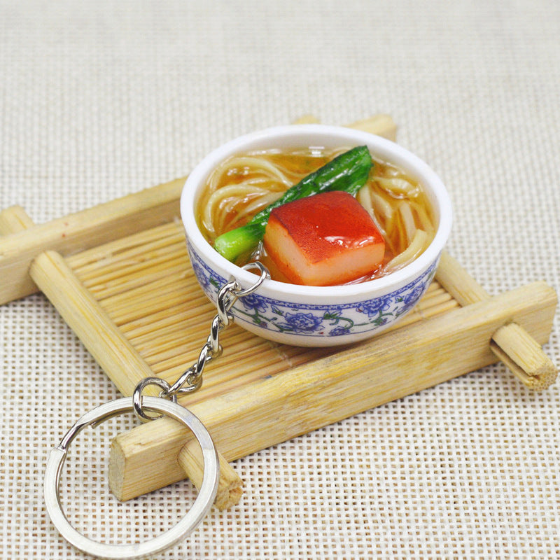 Artificial Food Pendant PVC Egg Noodle Keychain