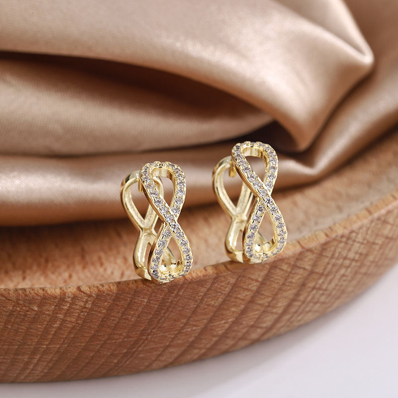 Women's Korean-style Gold-plated Simple Earrings Micro Inlaid Zircon