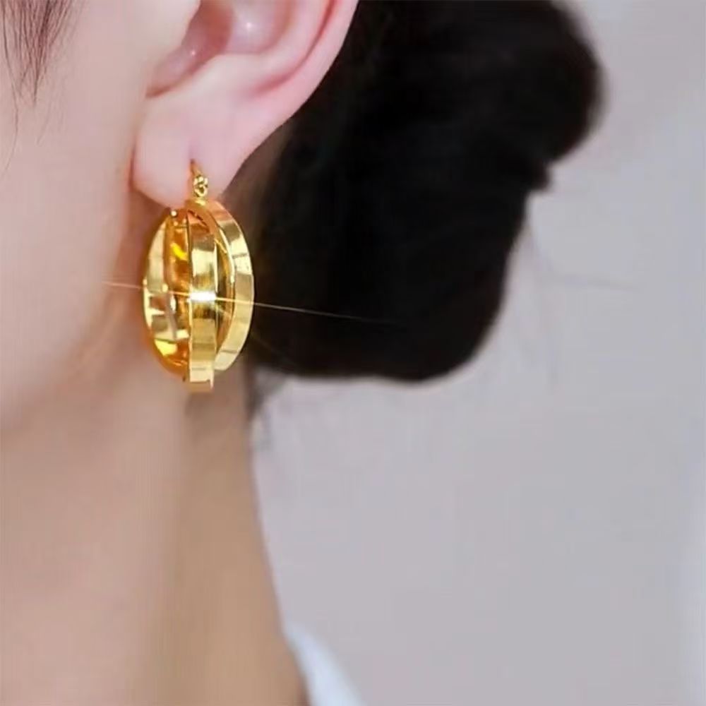 Vintage Hong Kong Style Metal Hoop Earrings Same Style As Sister-in-law From Knockout, Simple Fashion Snap Hoop Earrings, Versatile Stylish Jewelry Gift For Girlfriend