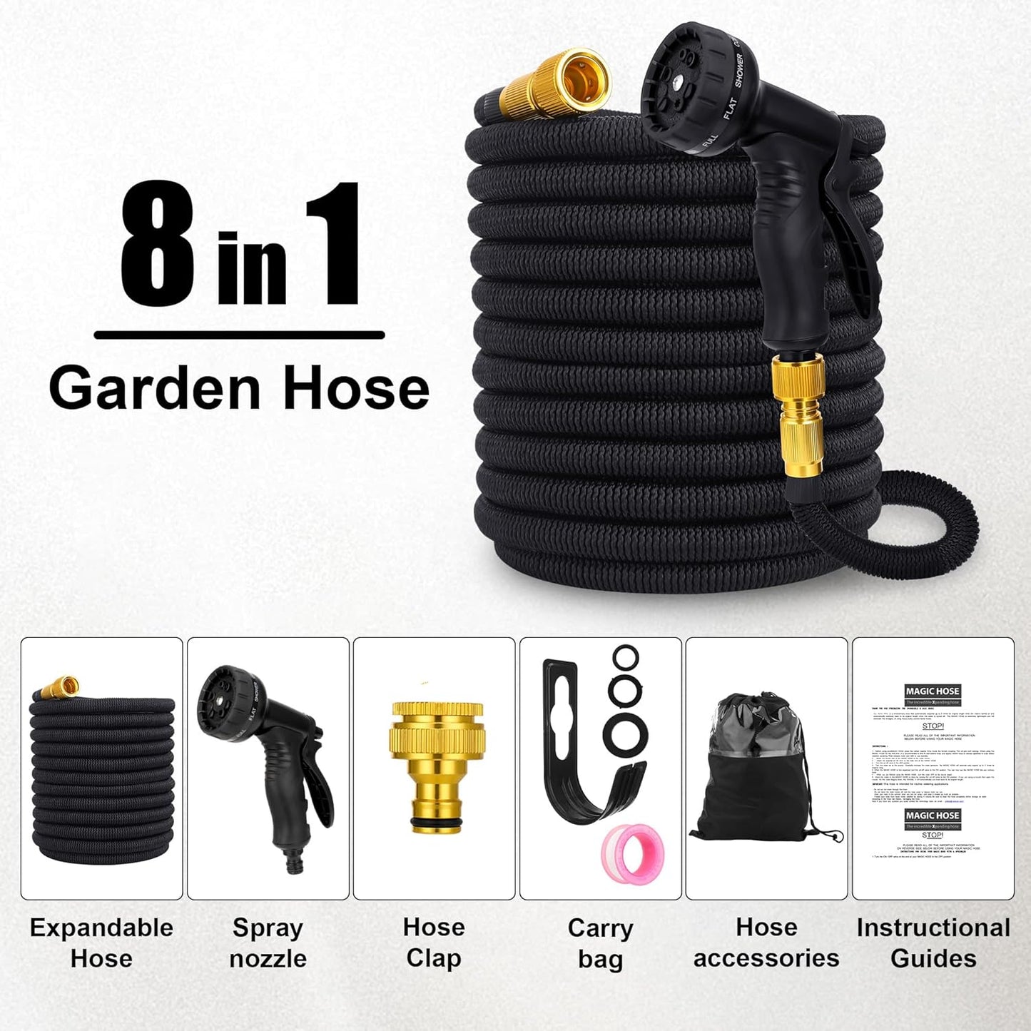 25-150F  Water Garden Hose Nozzle Set, Suitable For Garden Watering, Car And Pet Outdoor Cleaning