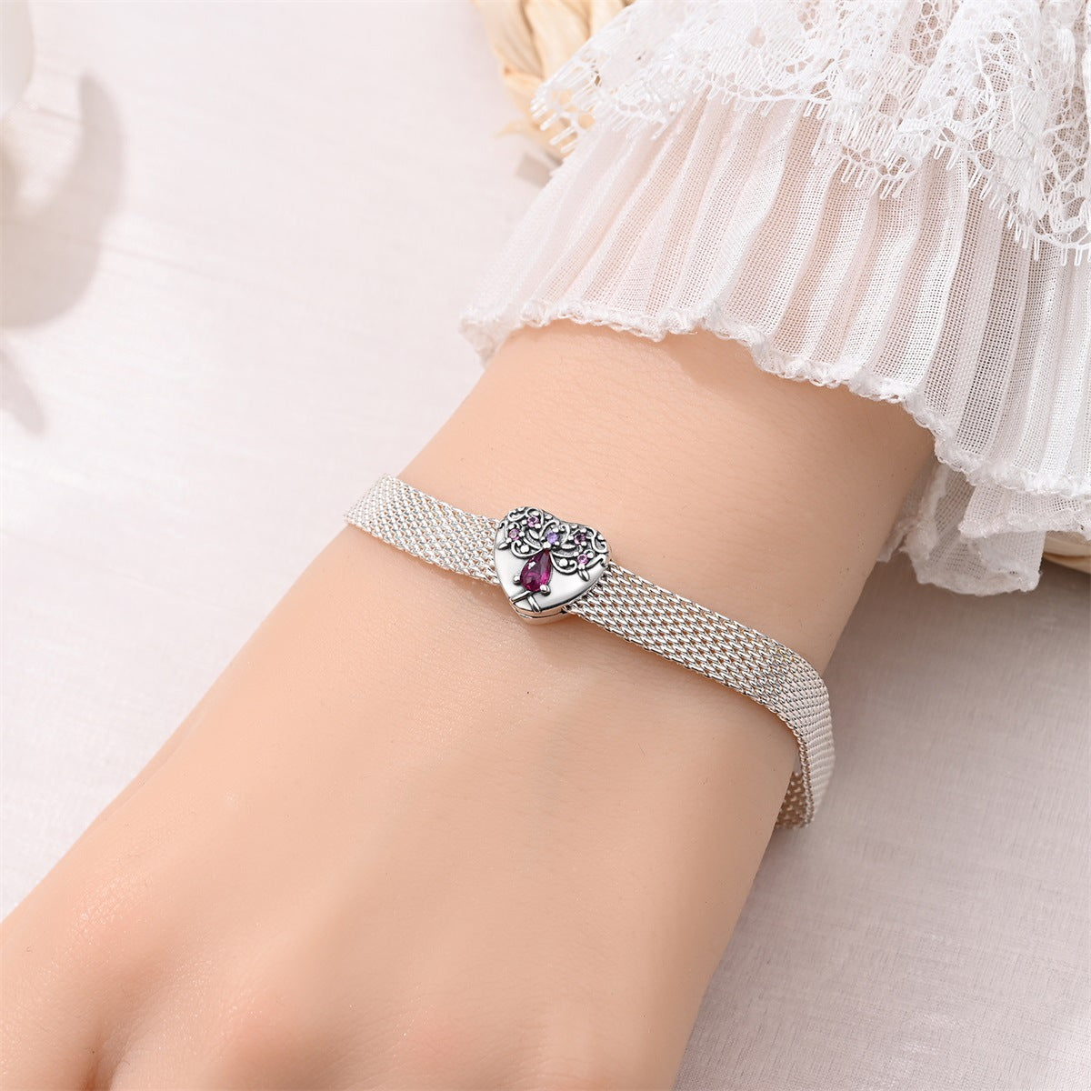 Copper-plated Heart-shaped Beads DIY Flat Bracelet Bead Accessories
