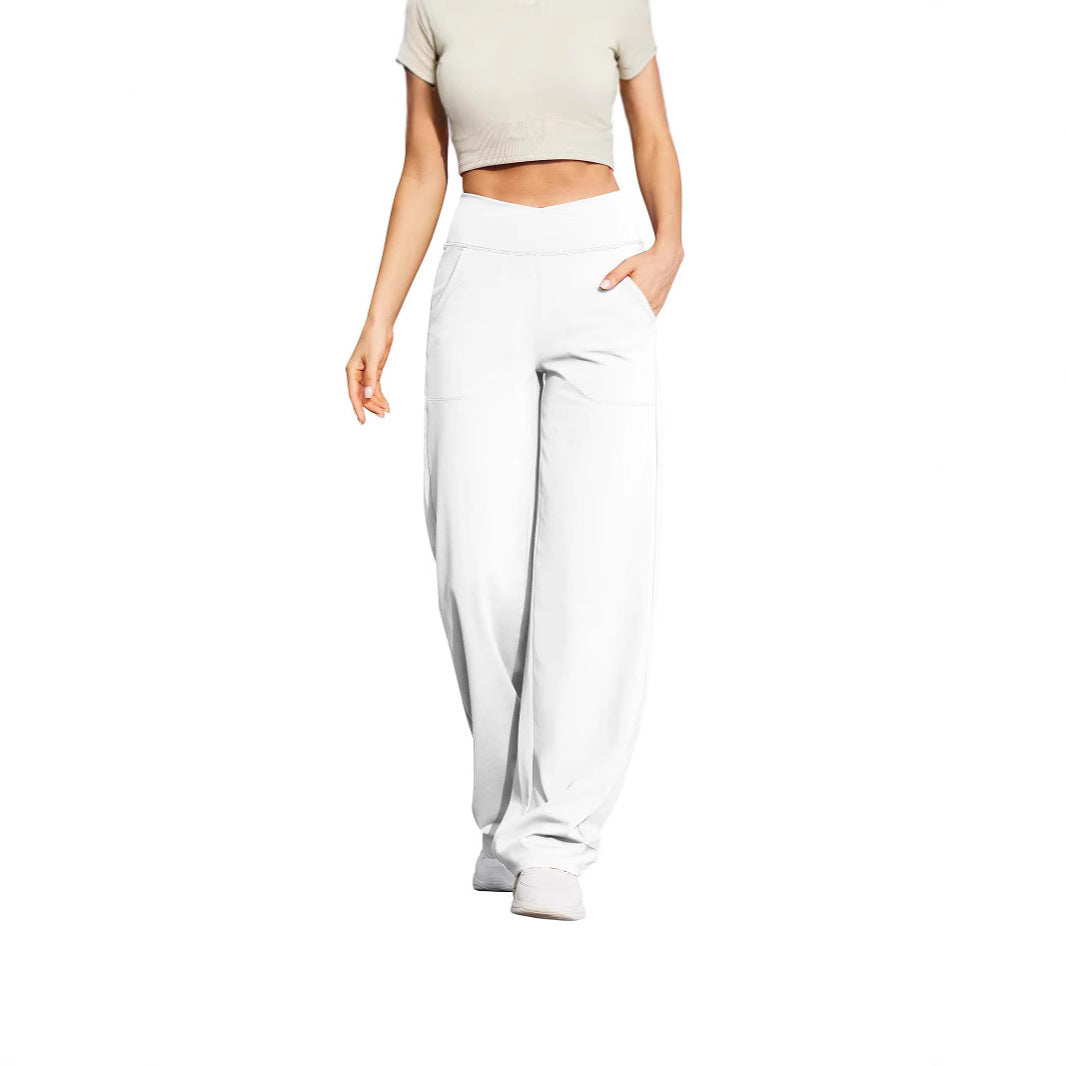 V-neck Cross-strap Pocket Fitness Yoga Seamless Casual Pants For Women