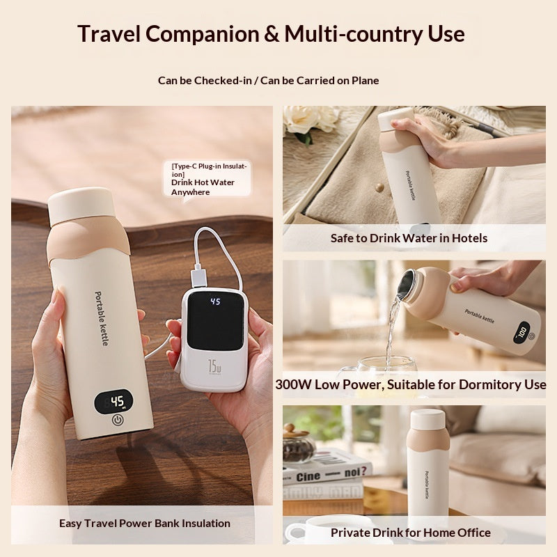 Portable Mini Thermostatic Electric Water Cup For Office And Travel Constant Temperature USB Kettle