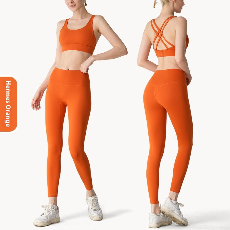 Cross Beauty Back Exercise Bra Peach Hip High Waist Yoga Clothes For Women