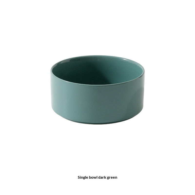Solid Color Minimalist Home Use Ceramic Cat Food Feed Bowl