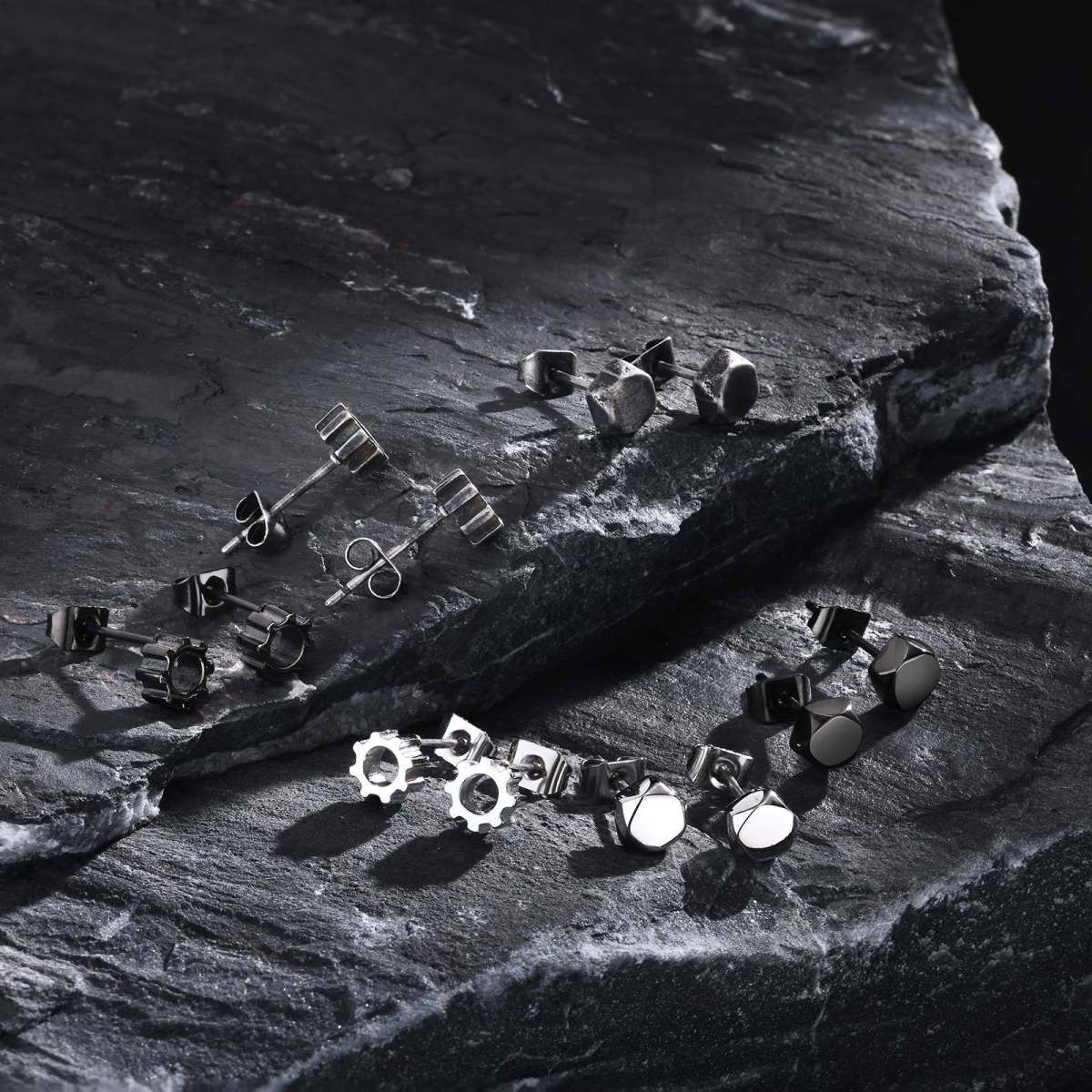 Stainless Steel Gear Ear Studs Men's Accessories