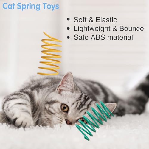 Kitys Fatch 12PCS 12Colors Cat Spring Toys for Indoor Cats, Interactive Coil Springs for Self Play, Durable Heavy Plastic ...
