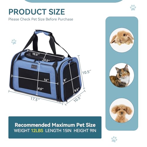 PETSFIT Pet Carrier, Dog Carrier Airline Approved, Collapsible Soft Sided TSA Approved Pet Carrier for Small and Medium Ca...
