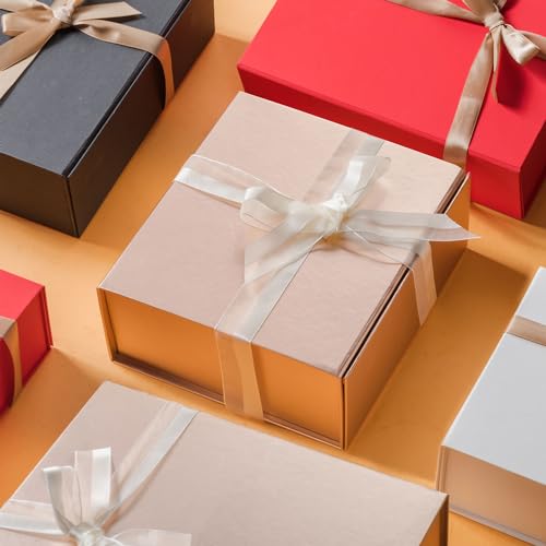 LIFELUM Gift Box for Presents 13.8'' x 8'' x 4.45'' Rose Gold Luxury Gift Box with Magnetic Lid Gift Boxes Contains Card, ...