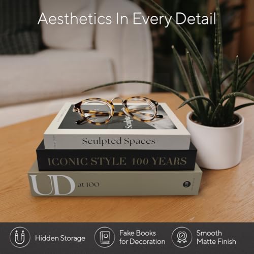 Aesthetic Decorative Books Set of 3 Designer Faux Books for Decoration to Enhance Mid Century Coffee Table Decor Bookshelf...