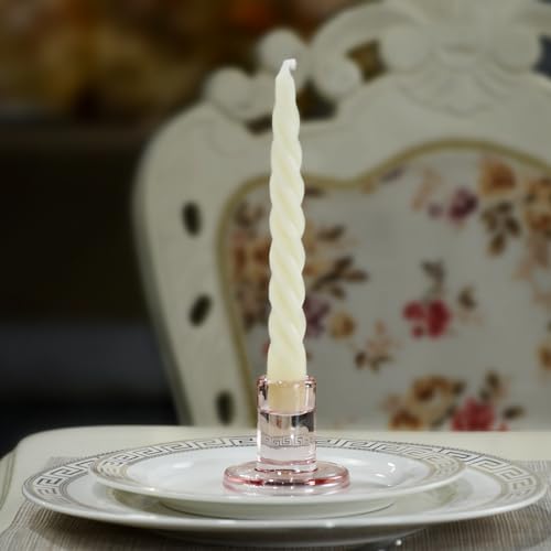 Beeswax Taper Candles Set of 4,Spiral Taper Candle Dripless Short Candle Sticks for Dinner Wedding Party Christmas Home De...