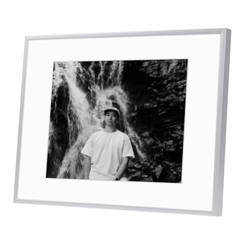 Golden State Art - 11x14 Aluminum Picture Frame - with Mat for 8x10 Photo or Without Mat for 11 x 14 Photo - Real Glass Co...