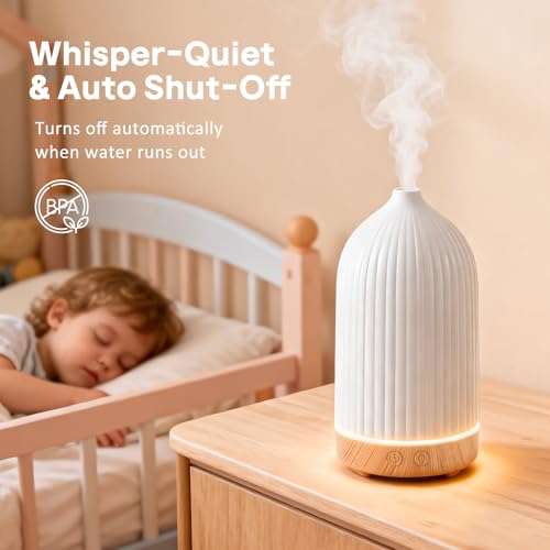 Specvoko 100ML Essential Oil Diffuser, Ultrasonic Cool Mist Aromatherapy Diffuser with Timer & 8-Color LED Light, Continuo...