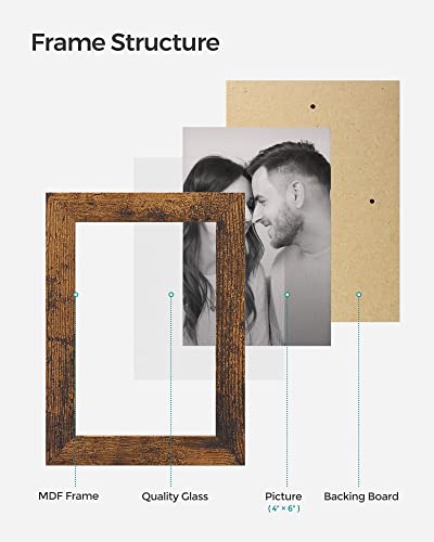 SONGMICS Collage Picture Frames, 4x6 for Wall Decor, Multi Family Photo for Gallery Decor, Hanging Display, Set of 4, Rust...