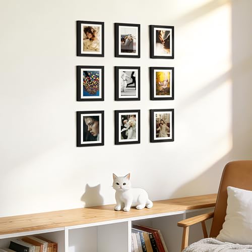 upsimples 5x7 Picture Frame Set of 10, Display Pictures 4x6 with Mat or 5x7 Without, Multi Photo Frames Collage for Wall o...