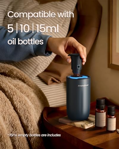 Waterless Diffuser for Essential Oil, Smart Car Air Freshener Diffuser with 3 Mist Grades & 3 LED Light Colors, Auto On/Of...