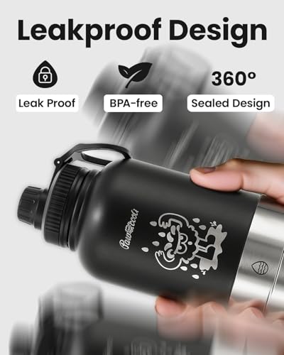 Pawccoli 34oz Dog Water Bottle, Stainless Steel Dog Water Bottle Dispenser with Detachable Food & Water Bowls, Keeps Water...