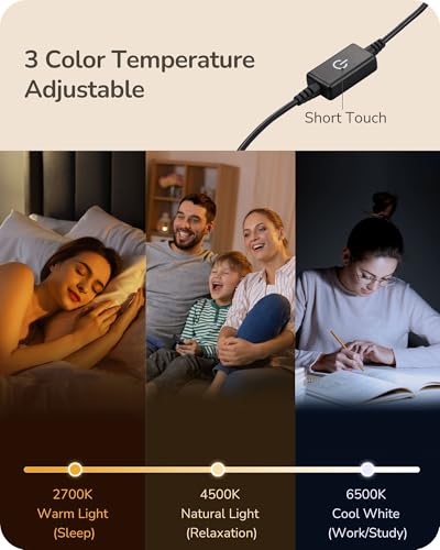 EDISHINE Upgraded LED Table Lamp, Stepless Dimmable Bedside Lamp with 3 Color Temperature, Modern Nightstand Lamp, Desk La...