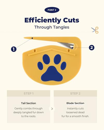 PETHROOM Easy Tangle Cutter for Dogs & Cats | Professional Dematting Tool with Steel Blade | Cat Matted Fur Remover | Safe...