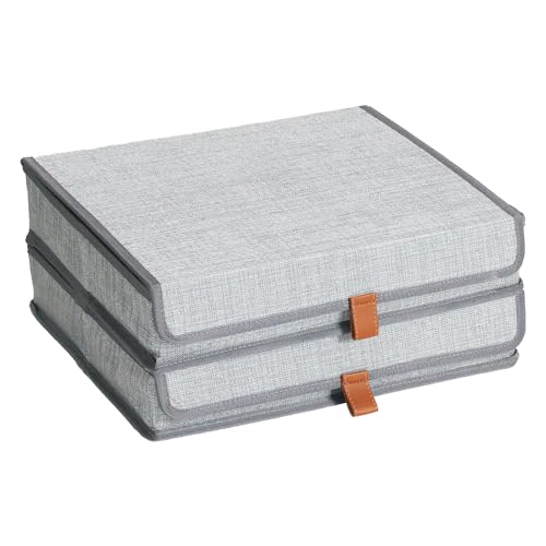 ORGMASTER Photo Storage Boxes with Lids, Memory Box for Keepsakes, Picture Organizer Versatile Linen Containers Basket Col...