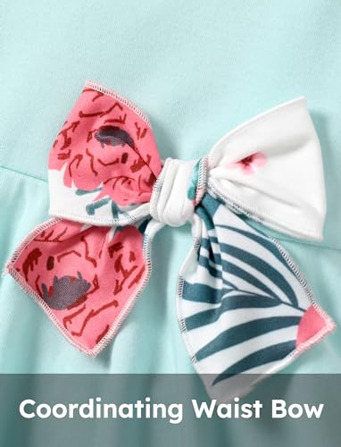 PATPAT Girls Summer 2 Piece Outfits 4-12Y Butterfly Bow Sleeveless Tunic Tops and Floral Print Shorts Cute Clothes
