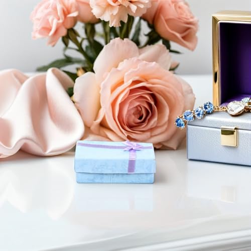 LOGOFUN 12PCS Bow Gift Box Jewelry Packaging Case with Ribbon for Present Storage Christmas Wedding Birthday Party Favor -...