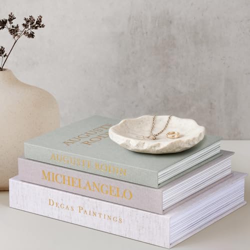 XKDOUS 3 Pack Linen Decorative Books for Home Decor Gold Foil Cover Modern Faux Decor Book Aesthetic Coffee Table Books Ho...