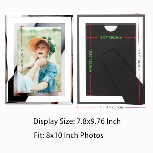PETAFLOP 8x10 Picture Frame Glass Frames for 8 by 10 Pictures, Tabletop Display Vertically or Horizontally