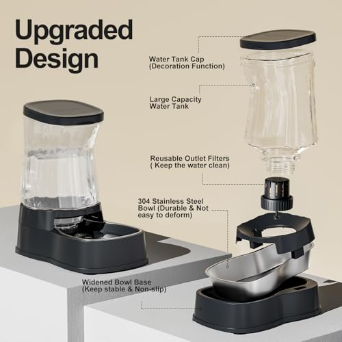 Gardner Pet Automatic Dog Water Dispenser Gravity Stainless Steel Water Waterer Feeder, 100% BPA-Free Large Capacity Water...